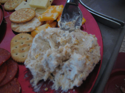 Cheeseball on crackers