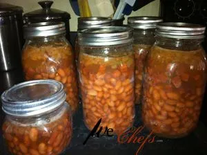 Raw ingredients loaded into the jar of pinto beans (opens in a new tab)