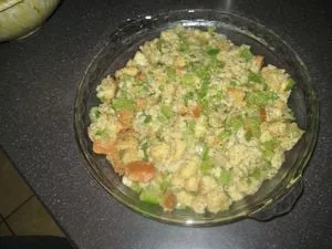 Stuffing ready to go in the oven (opens in a new tab)