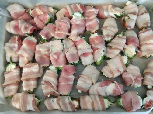 Bacon wrapped jalapenos peppers