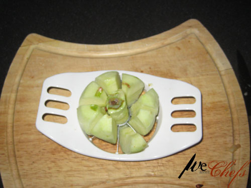 Sliced apple through apple slicer